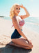Bikini a righe spalline colorblock blu navy anni '40