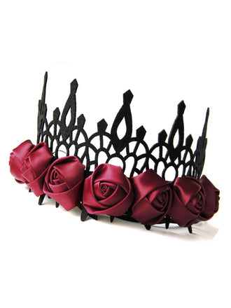 Cerchietto con corona di rose nero e rosso Halloween