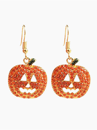 Orecchini a forma di zucca con smorfia e strass Halloween