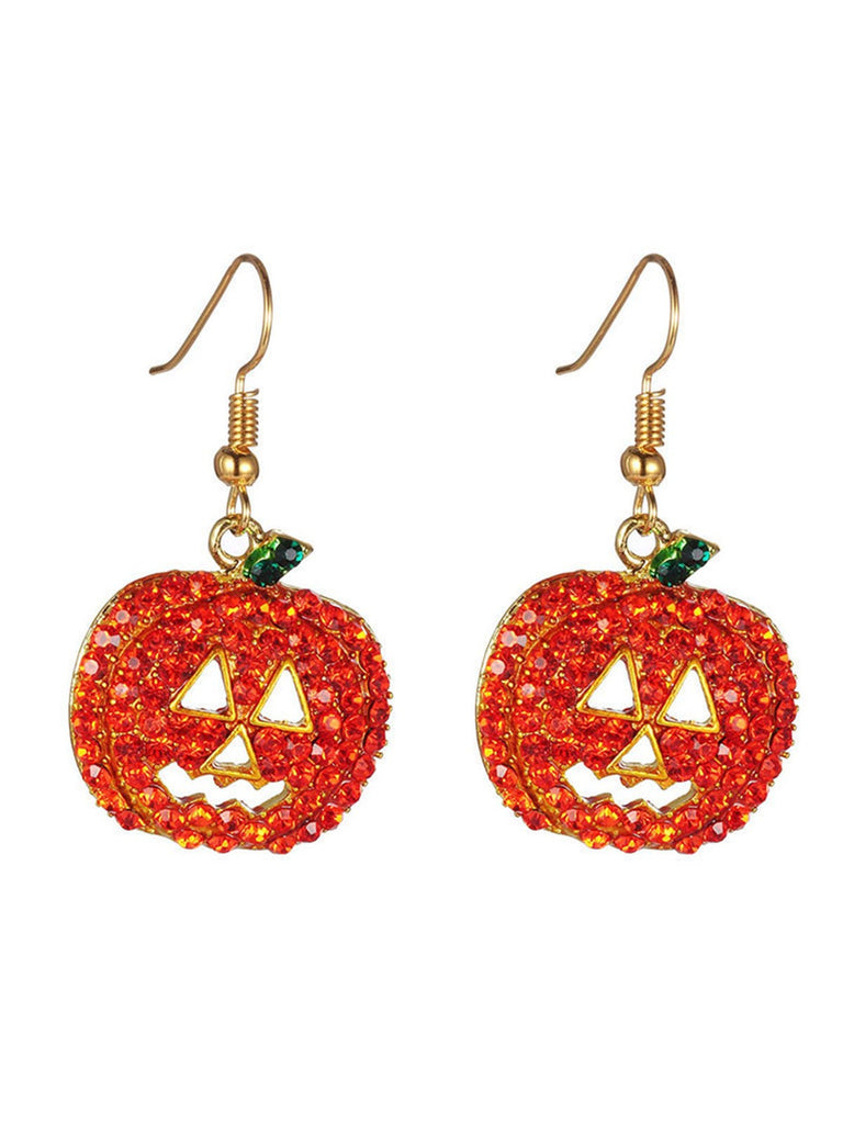 Orecchini a forma di zucca con smorfia e strass Halloween