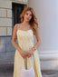 Abito Midi Giallo Anni '50 con Jacquard Floreale Testurizzato