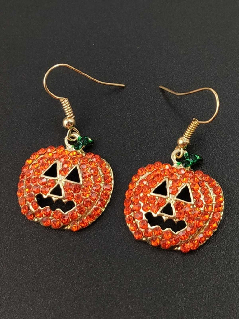 Orecchini a forma di zucca con smorfia e strass Halloween