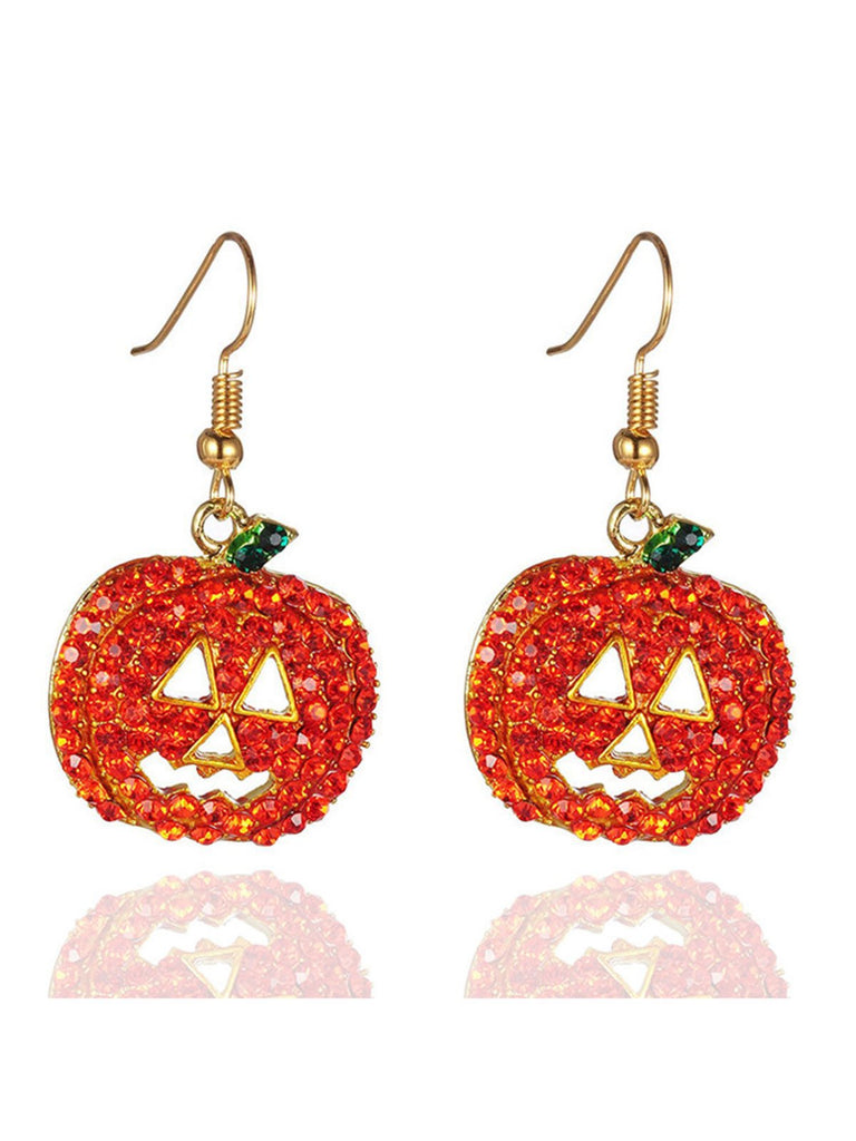 Orecchini a forma di zucca con smorfia e strass Halloween