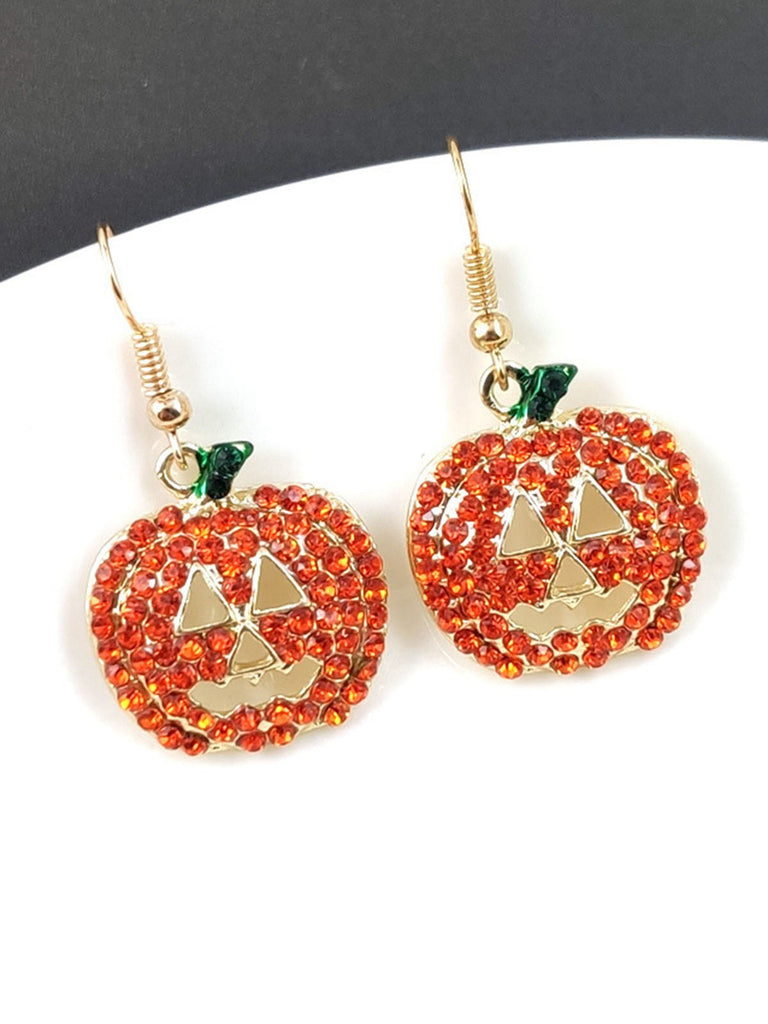 Orecchini a forma di zucca con smorfia e strass Halloween