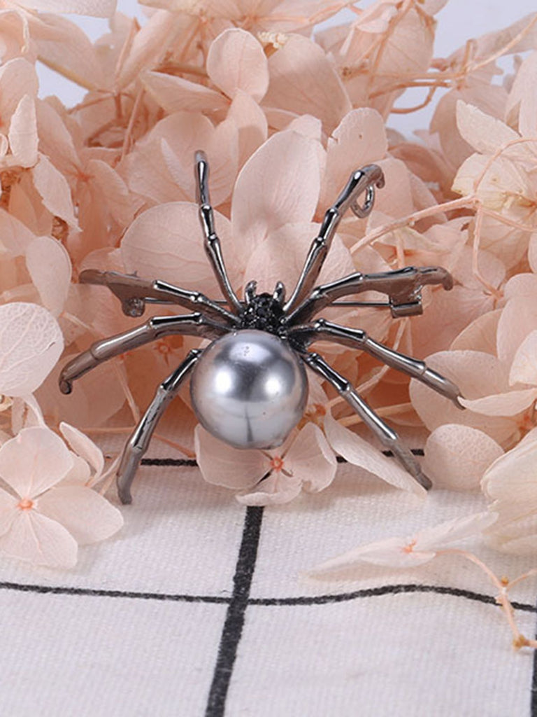 Spilla retrò di perle a forma di ragno di Halloween