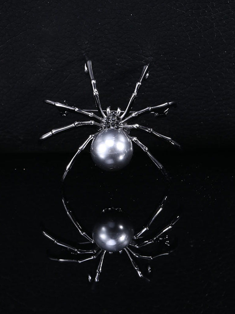 Spilla retrò di perle a forma di ragno di Halloween