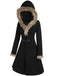 Cappotto con fibbia solida e rifiniture in pelliccia anni '50