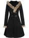 Cappotto con fibbia solida e rifiniture in pelliccia anni '50