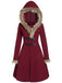 Cappotto con fibbia solida e rifiniture in pelliccia anni '50