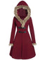Cappotto con fibbia solida e rifiniture in pelliccia anni '50