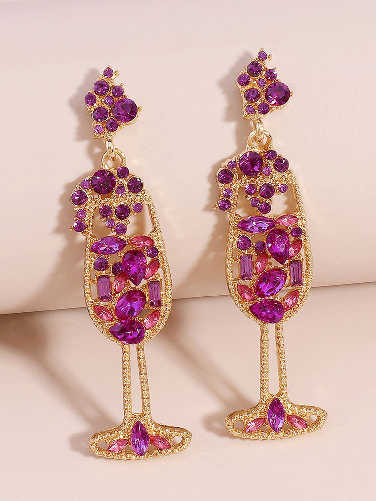 Orecchini con gemme di perle in vetro di champagne