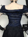 Top in pizzo con spalle scoperte e nappe Halloween blu anni '30
