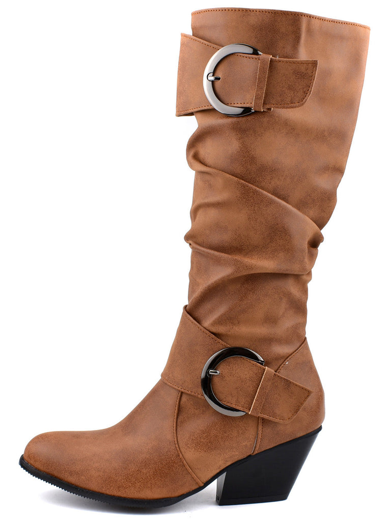 stivali alti cowboy in stile western con fibbia vintage