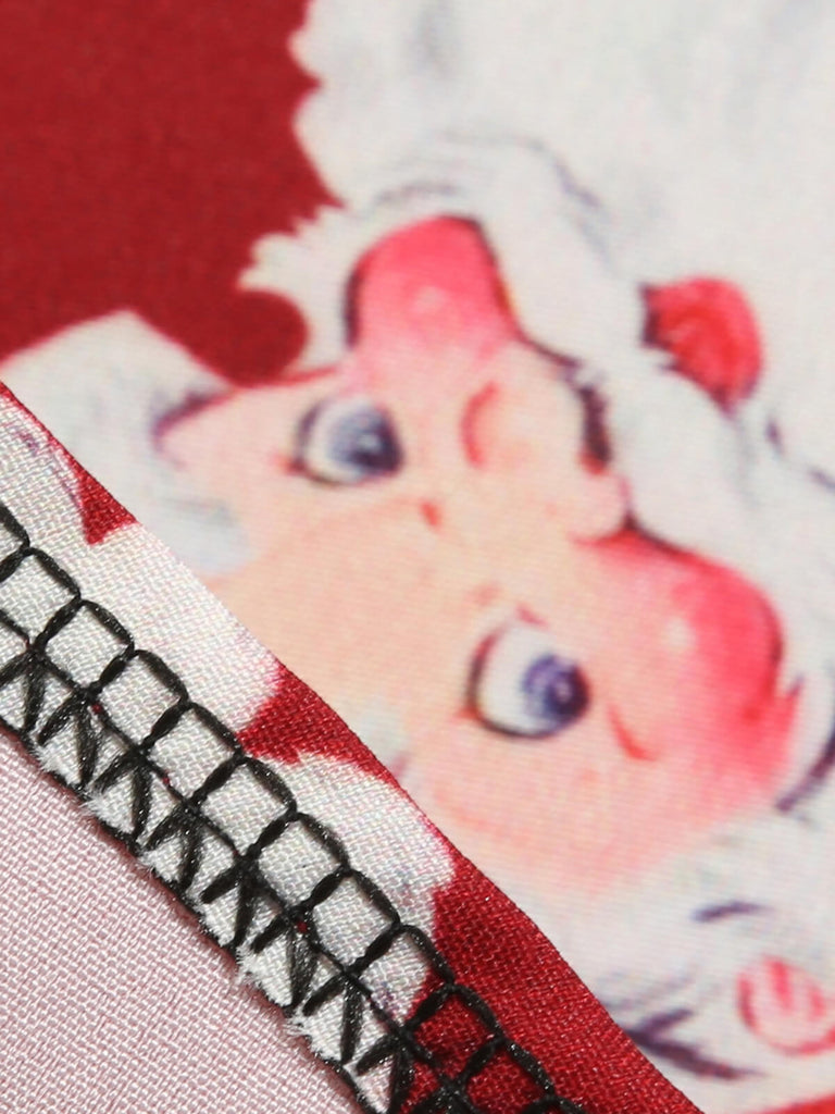 Abito con scollo a V e cintura di Babbo Natale rosso anni '50