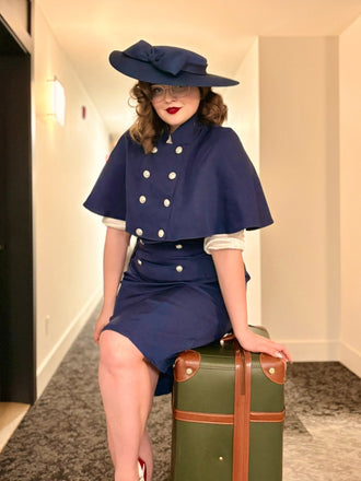 2 pezzi abito a matita da lavoro con bottoni anni '60