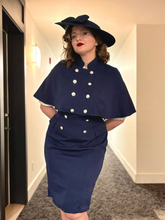 2 pezzi abito a matita da lavoro con bottoni anni '60