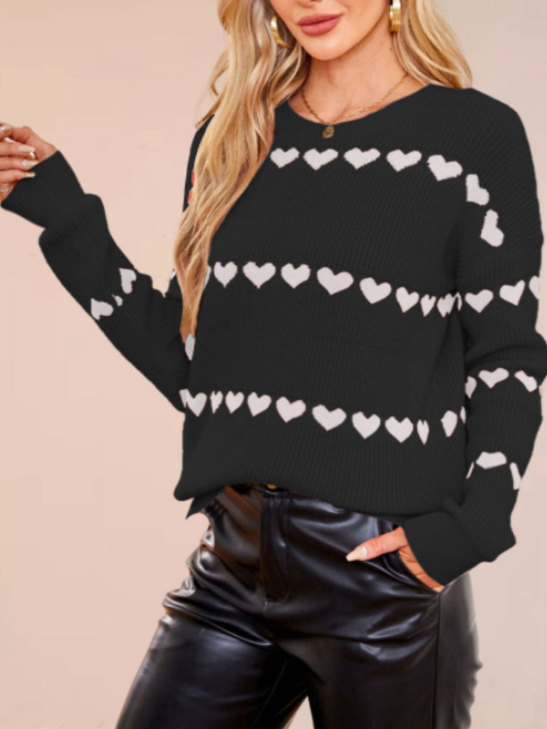 Maglione a maglia a forma di cuore San Valentino anni '40