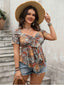 [Taglia Forti] Top boho stampa sole con fiocco multicolore anni '70