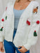 Cardigan in maglia e stampa natalizia 3D bianco anni '70
