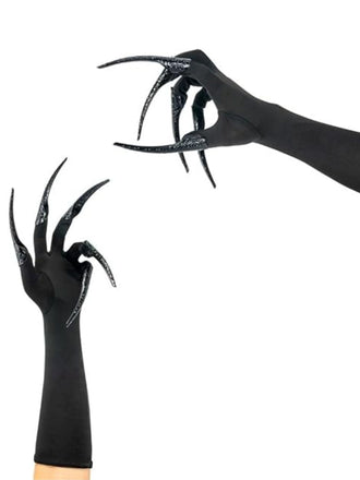 Guanti lunghi nero con artigli di Halloween