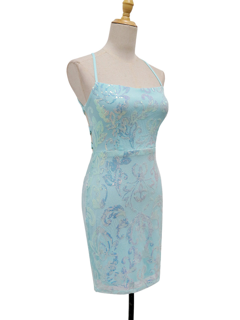 Abito paillettes con spalline sottili e senza schienale anni '20