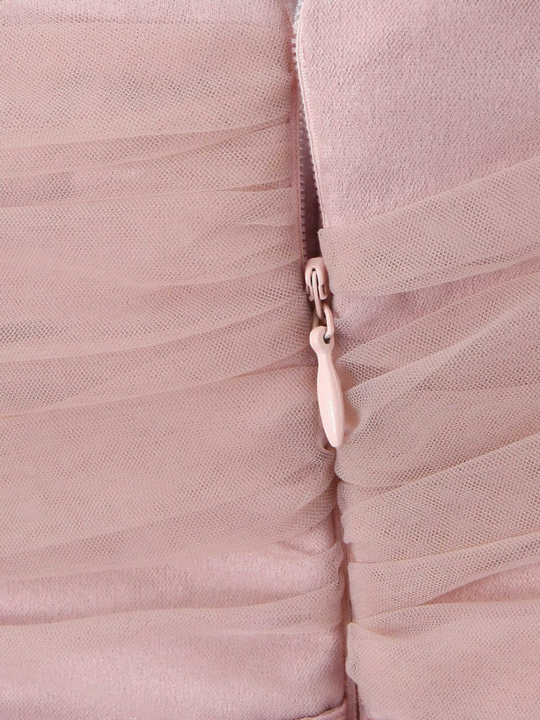 Abito in tulle con fiocco e spalline sottili anni '70