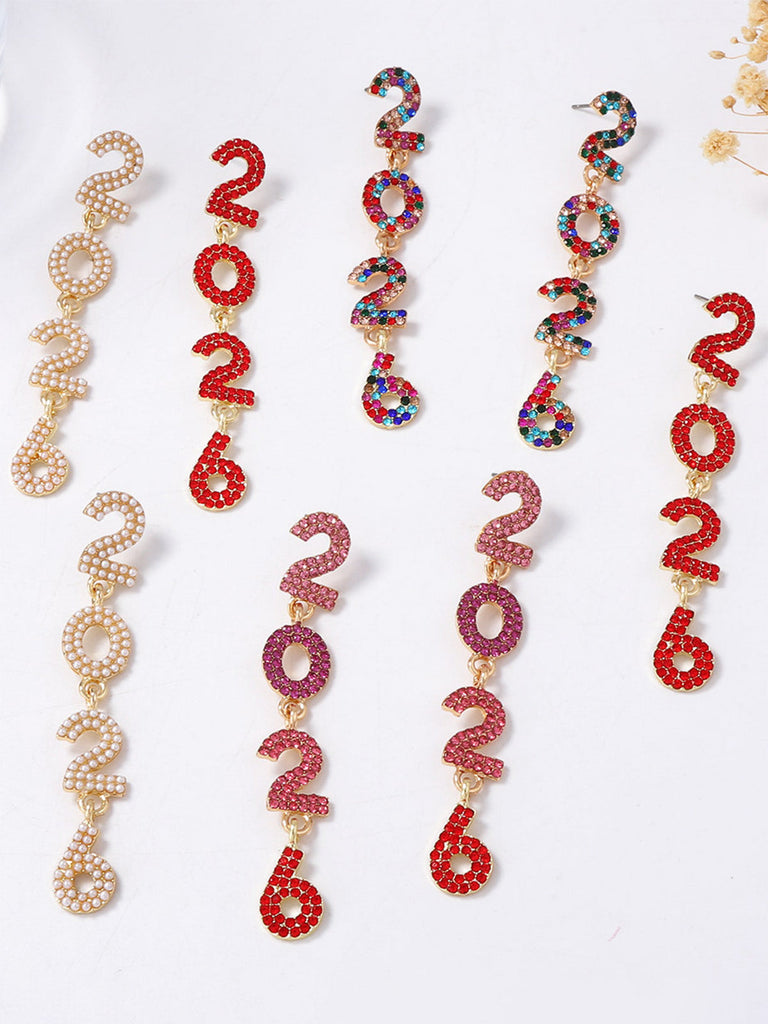 Orecchini pendenti con strass 2026 colorati per Capodanno