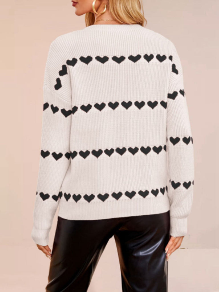 Maglione a maglia a forma di cuore San Valentino anni '40