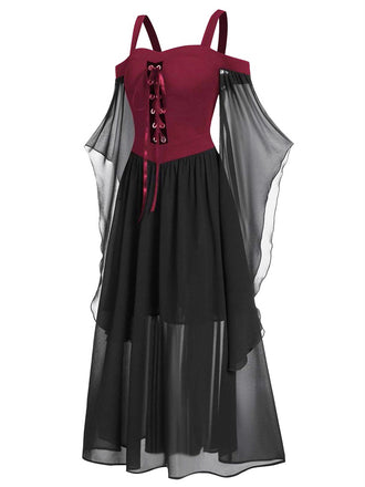 Abito con spalline trasparenti da strega Halloween anni '50