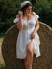 Abito in pizzo ricamato in cotone bianco anni '40