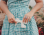 Abito plaid con risvolto e tasche a fiocco verde anni '50