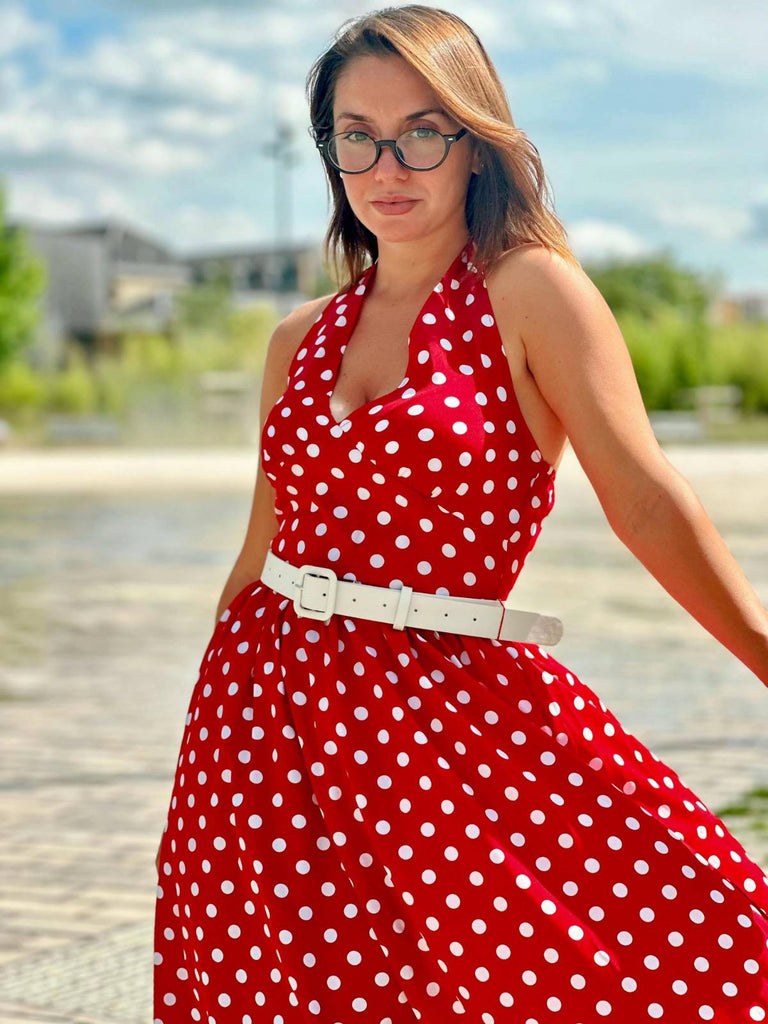 Abito rosso a pois anni '50