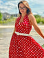 Abito rosso a pois anni '50