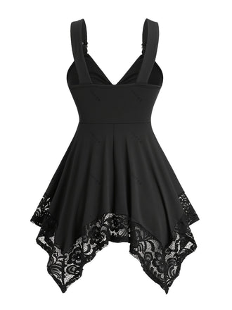 [Taglie forti] Top tunica in pizzo a cuore nero anni '70