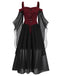 [Taglia forti] Abito in chiffon con spalline in contrasto anni '50