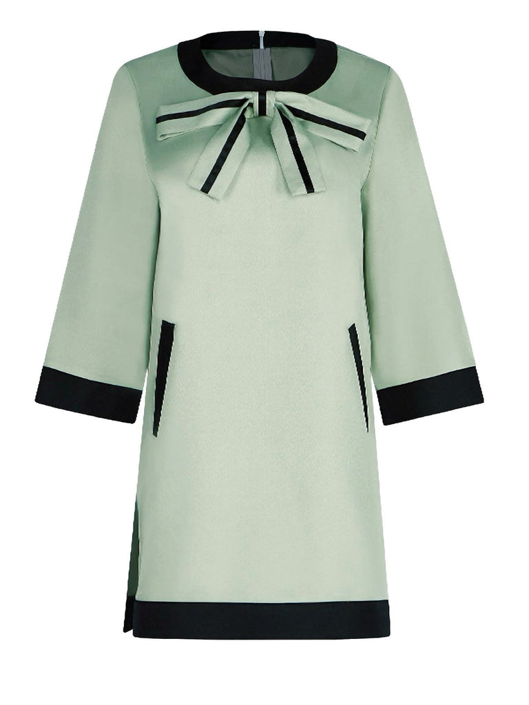 Abito con fiocco stile La regina degli scacchi verde anni '70