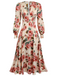 Abito a rose con maniche lunghe scollo a V anni '40