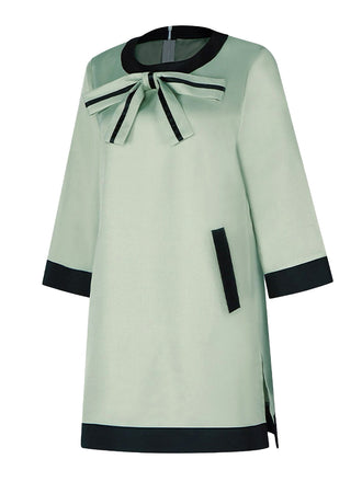 Abito con fiocco stile La regina degli scacchi verde anni '70