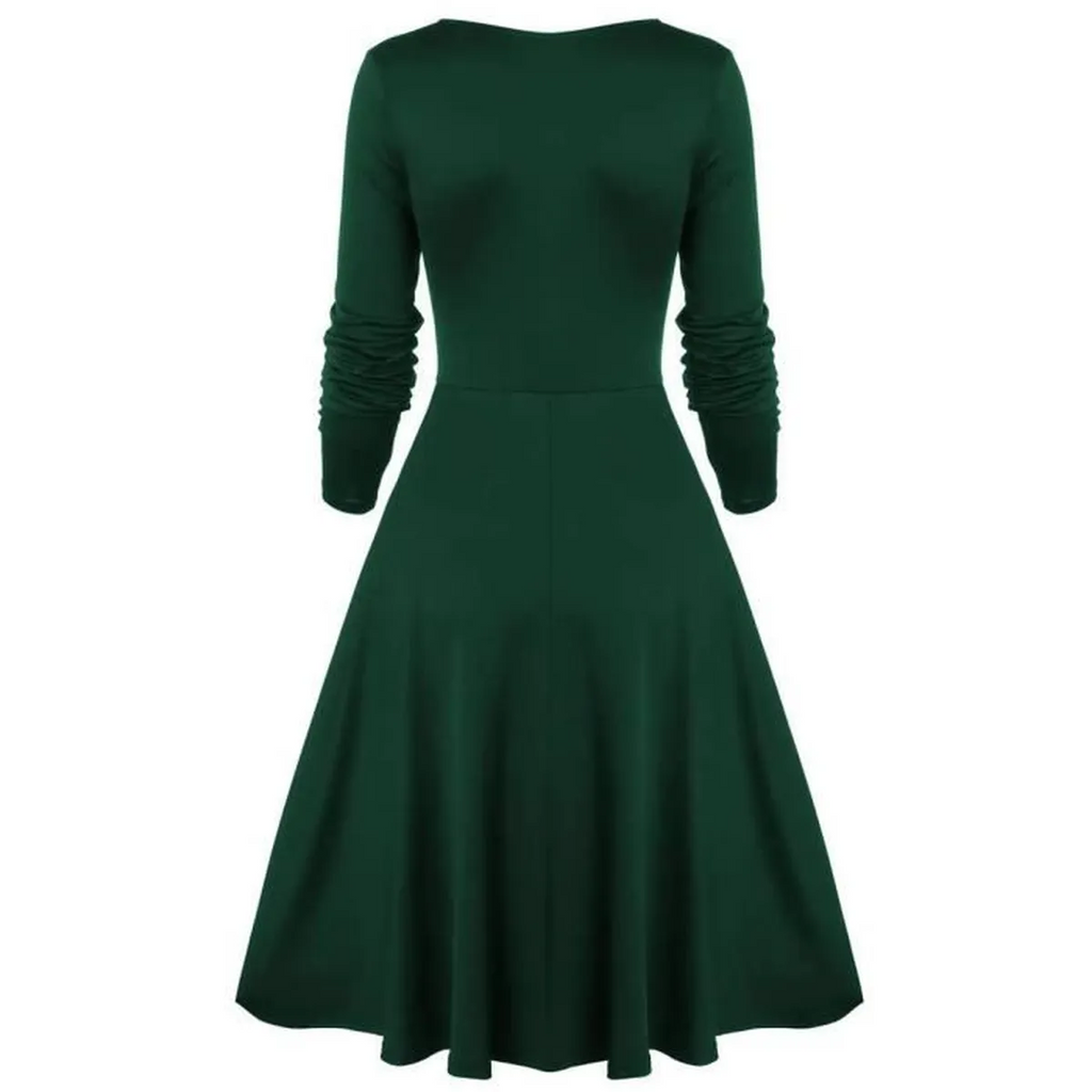 Abito a ruota in pizzo patchwork verde anni '50