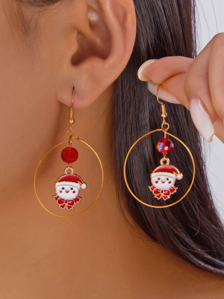 Orecchini a albero di Natale e pupazzo di neve e bastoncino di zucchero