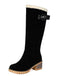 Stivali alti fino al ginocchio con fibbia in pelle scamosciata
