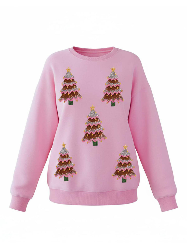Maglione con paillettes a forma di albero di Natale anni '80