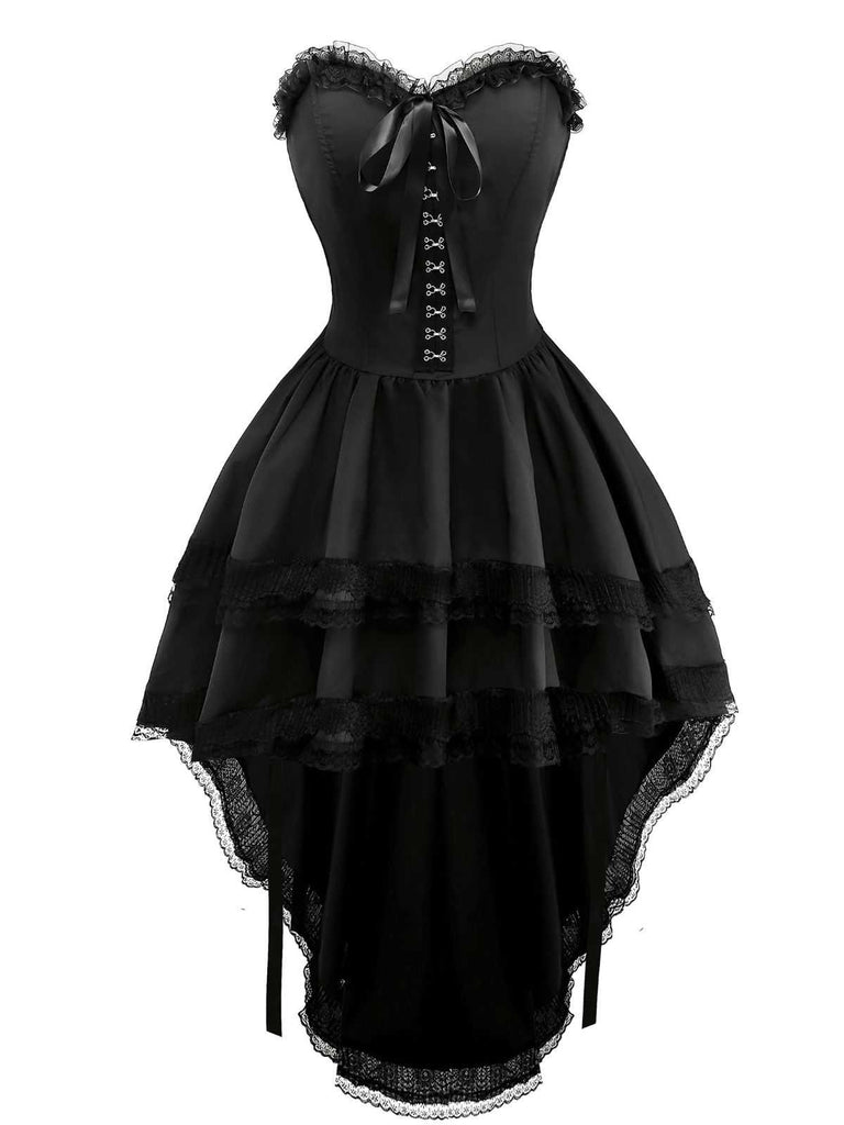 Abito corsetto gotico punk in pizzo senza spalline anni '80