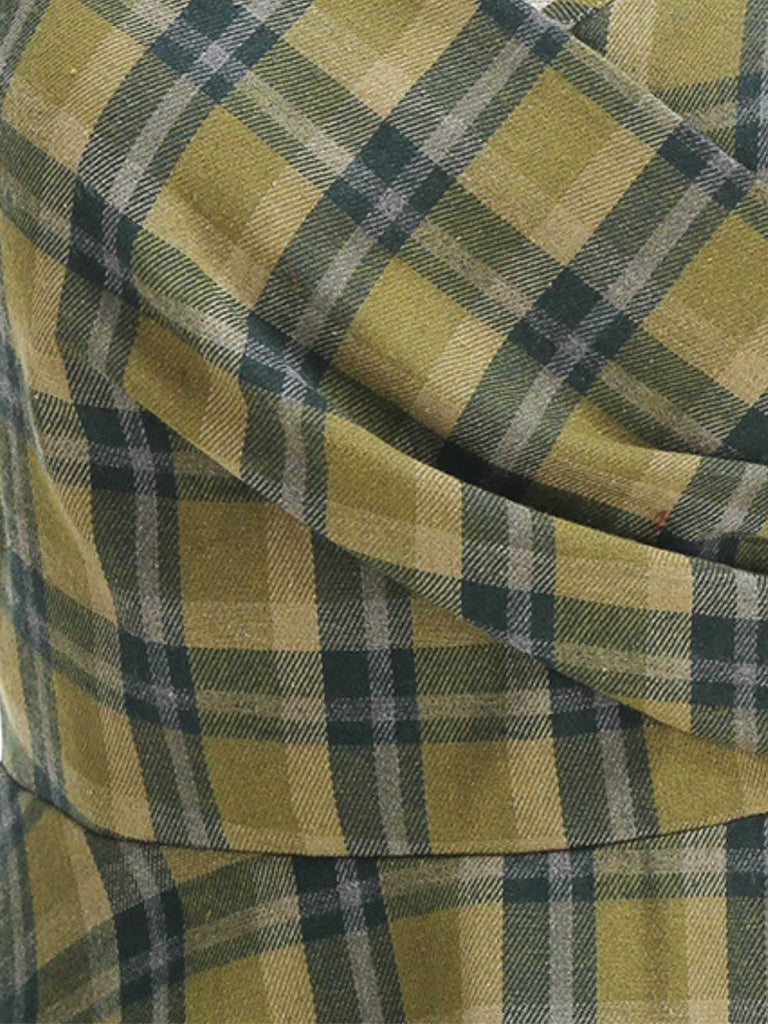 Abito a ruota a quadri con scollo a V anni '50