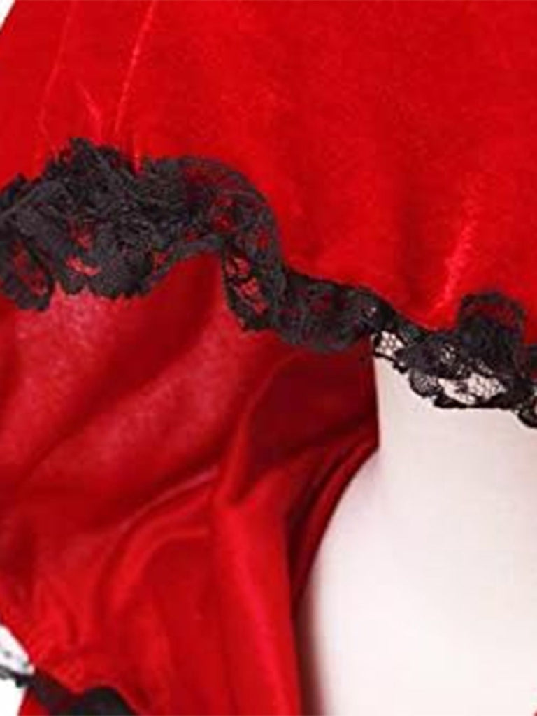 Mantella di velluto con pizzo di Halloween degli rosso anni '50