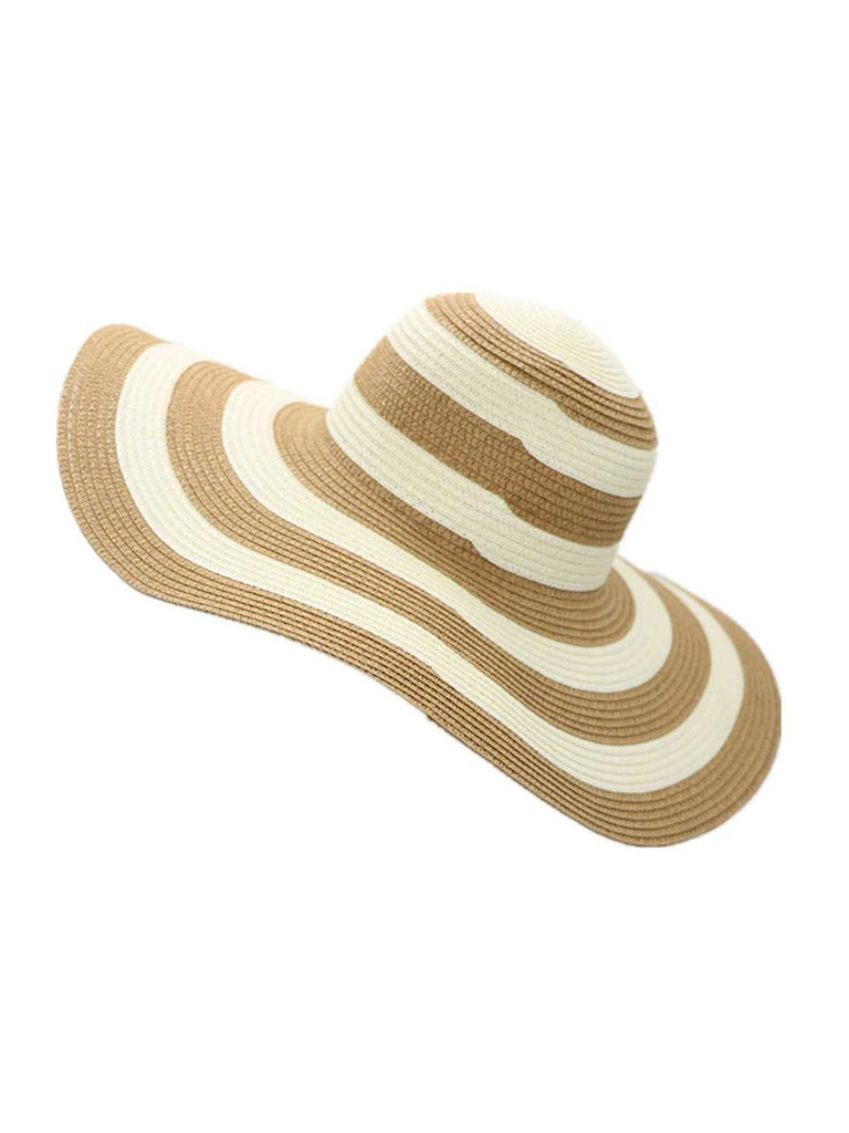 Cappello da sole a tesa larga con strisce a contrasto
