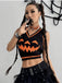 Gilet con faccia di zucca Halloween nero anni '70