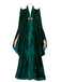 Mantello da strega in velluto Halloween verde anni '70