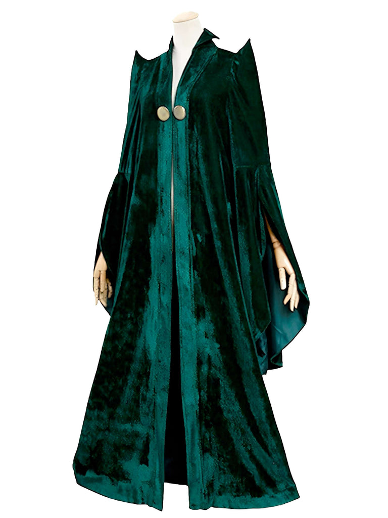 Mantello da strega in velluto Halloween verde anni '70