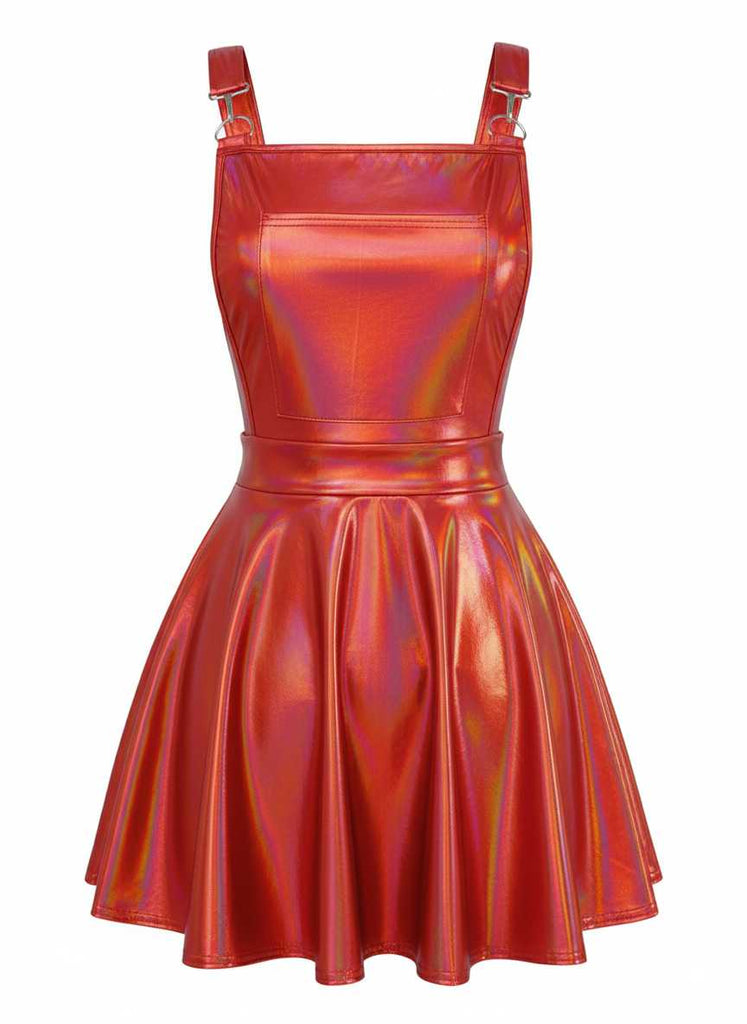 Abito metalliche con bretelle olografiche anni '70